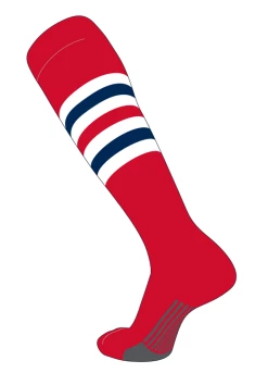 Twin City Dugout Knee High Socks - Scarlet White Navy