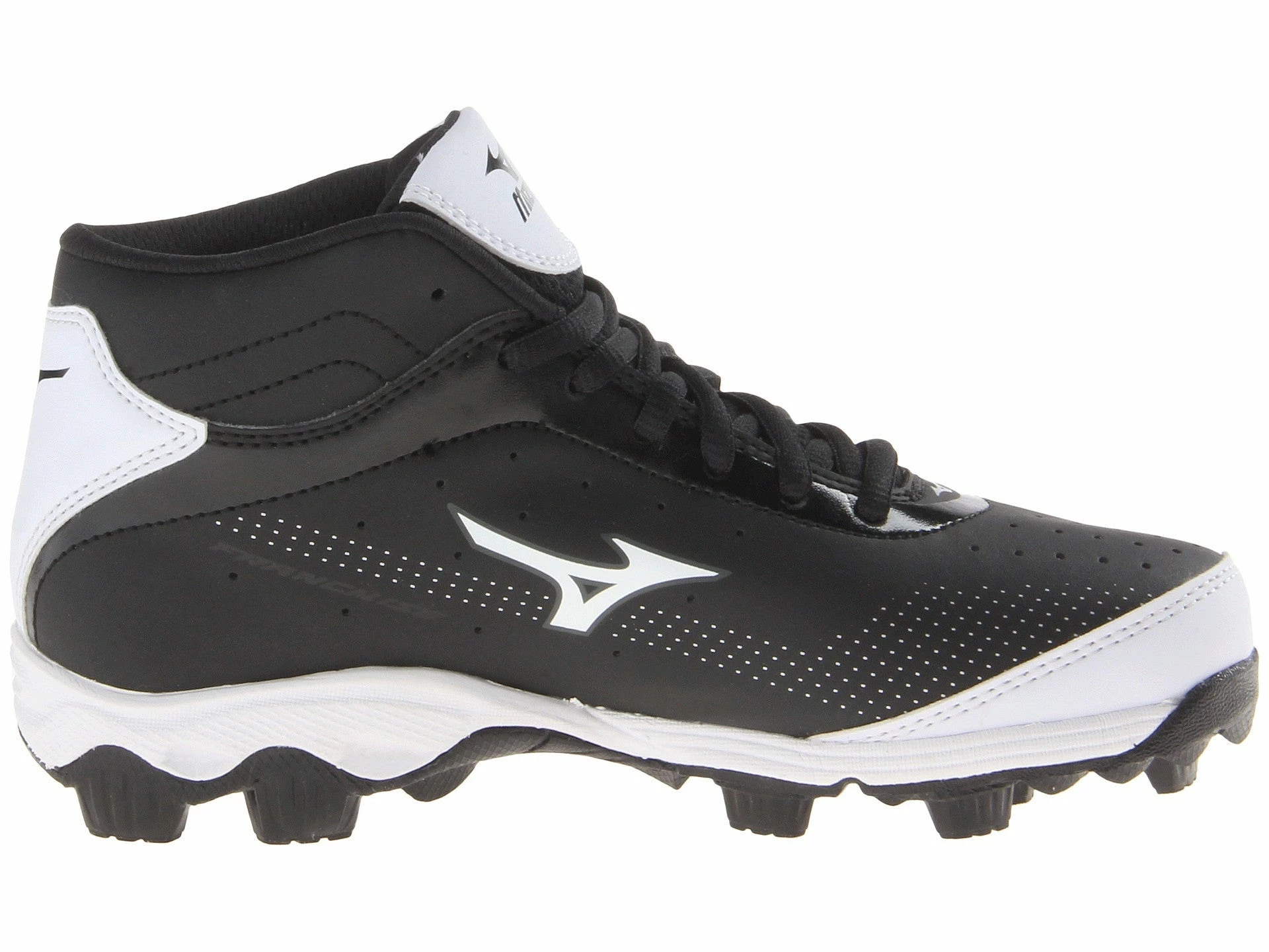 Mizuno 9 Spike Franchise 7 Mid Youth Molded Cleats - Black White - Image 2