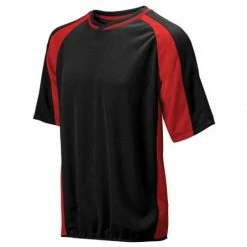 Mizuno 2 Color Mesh Short Sleeve Batting Jersey - Black-Red