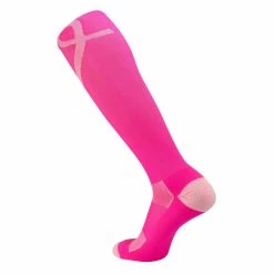 Twin City Aware Breast Cancer Ribbon Over The Calf Socks - Pink