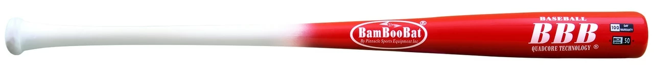 Pinnacle Sports BamBooBat Adult HWBR100 Bamboo Bat - White Red