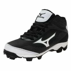 Mizuno 9 Spike Franchise 7 Mid Youth Molded Cleats - Black White