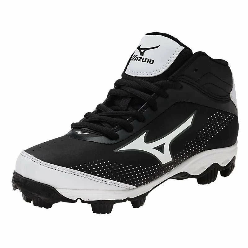 Mizuno 9 Spike Franchise 7 Mid Youth Molded Cleats - Black White